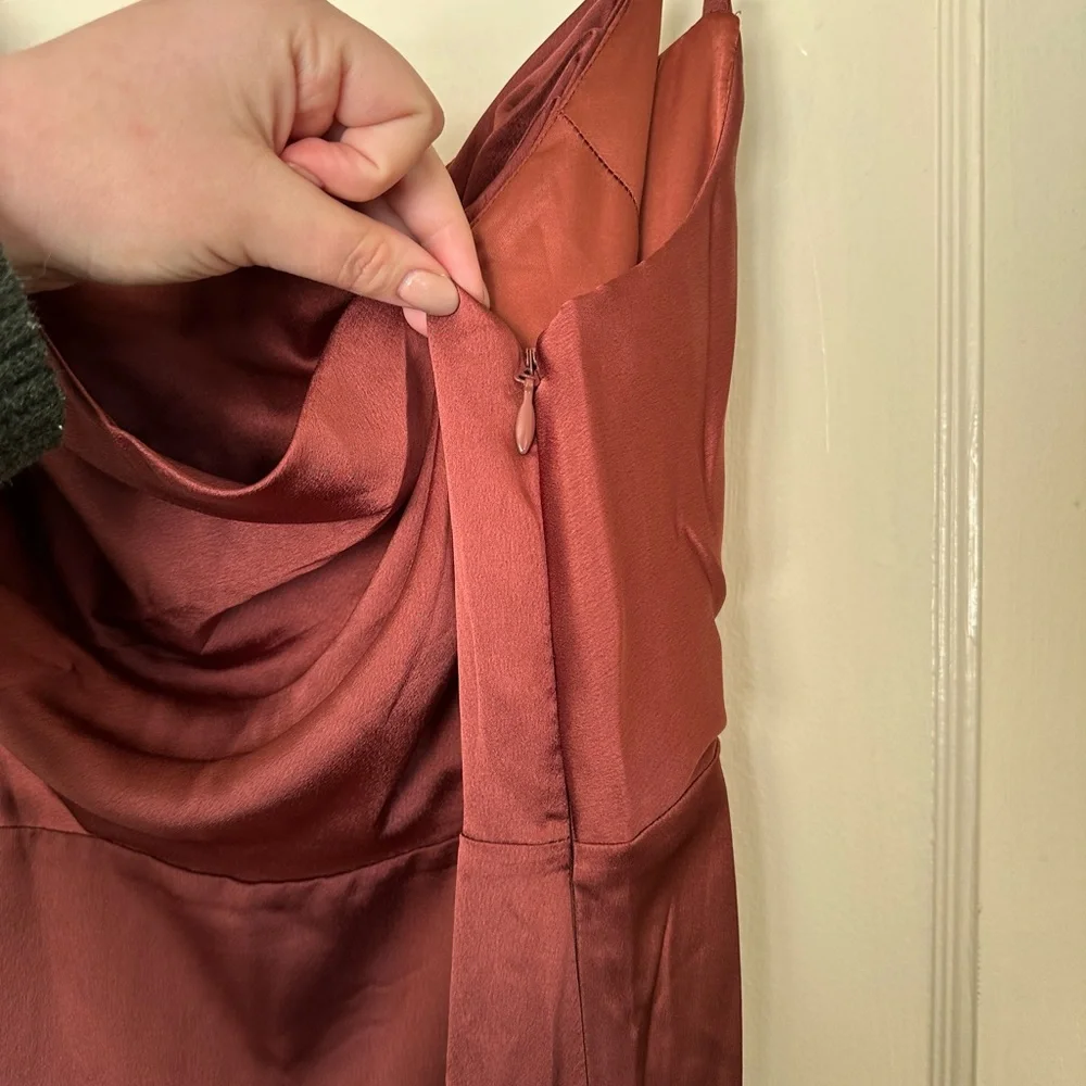 NWT Sugarlips Sydney Satin Gown | Size XL | Color: Cinnamon / Rust / Copper - Picture 6 of 7